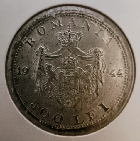 MONEDE ROMANIA - 500 LEI 1944 REGELE MIHAI STARE F