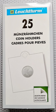 Acesorii pentru monede - CARTONASE AUTOADEZIVE LEUCHTTURM/LIGHTHOUSE, 25 buc / set - interior 32.5 mm