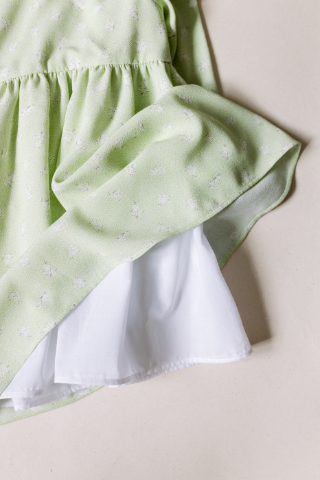 Rochie de vascoza verde cu flori [4]