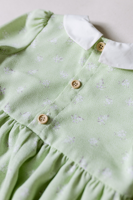 Rochie de vascoza verde cu flori [3]