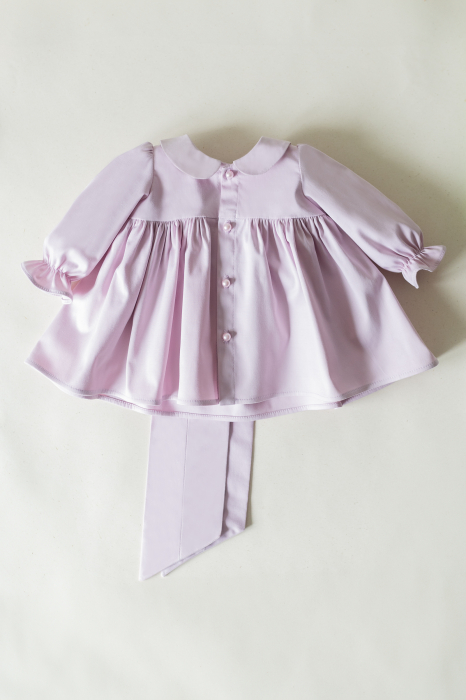Set de Botez pentru Fetițe din Poplin de Bumbac Roz [3]