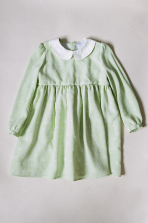 Fetite - Rochie de vascoza verde cu flori