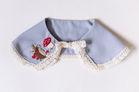Accesorii - Guler detasabil broderie ariciul si ciupercuta