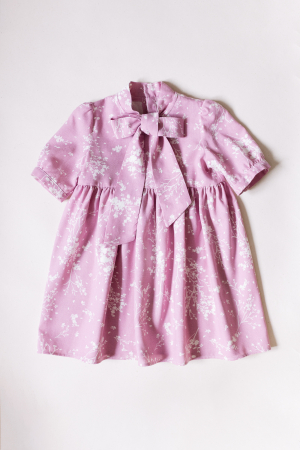 Fetite - Rochie de in roz/lila cu flori albe