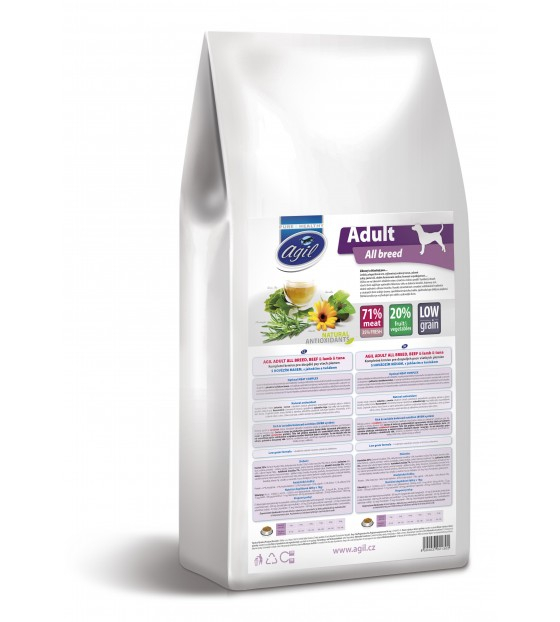 AGIL ADULT ALL BREED DOG 10kg - Hrana Super Premium pentru caini adulti de toate rasele cu (min. 71%) carne de Vita, Miel & Ton [2]