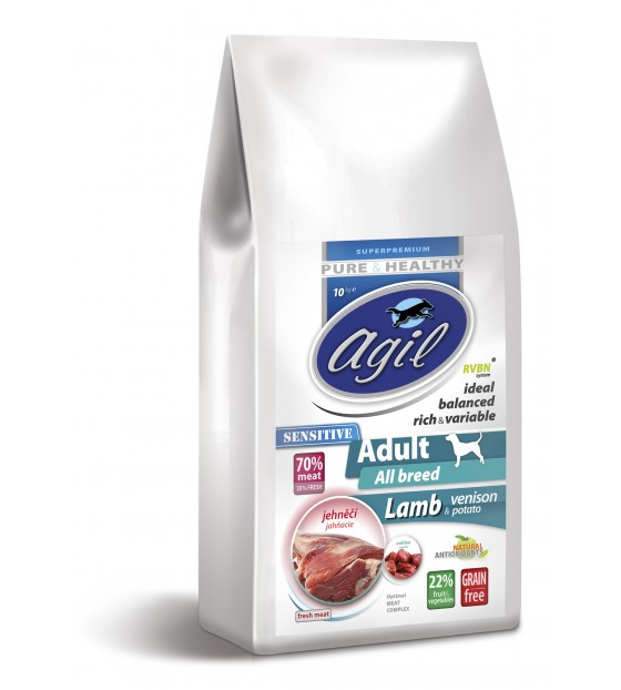 AGIL ADULT SENSITIVE ALL BREED DOG 2kg - Hrana Super Premium pentru caini adulti de toate rasele cu sensibilitate digestiva cu (min. 70%) carne de Miel & Caprioara [1]