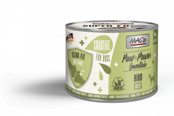 Gustare practică între mese cu funcții utile pentru diverse nevoi. Mac's Dog Paw Power Smoothie Carne de Vită 200g [1]