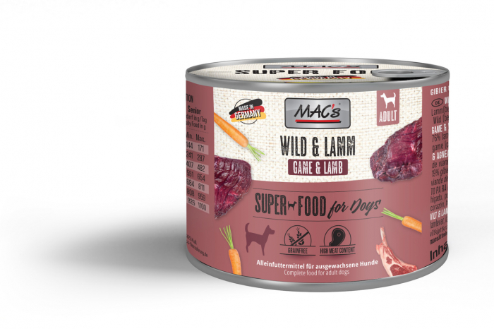 Hrana Umeda Ultra Premium pentru caini cu carne proaspata ( minim 95% ) de caprioara si miel .Mac's dog Game & Lamb 200g [1]