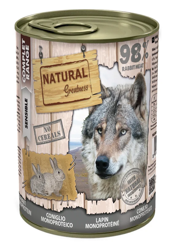 Hrana umeda Ultrapremium , Hipoalergenica , Monoproteica ,pentru caini , fara cereale ,cu carne de iepure ca sursa unica de proteina .Natural Greatness Dog Monoproteic Rabbit Recipe 400g [2]