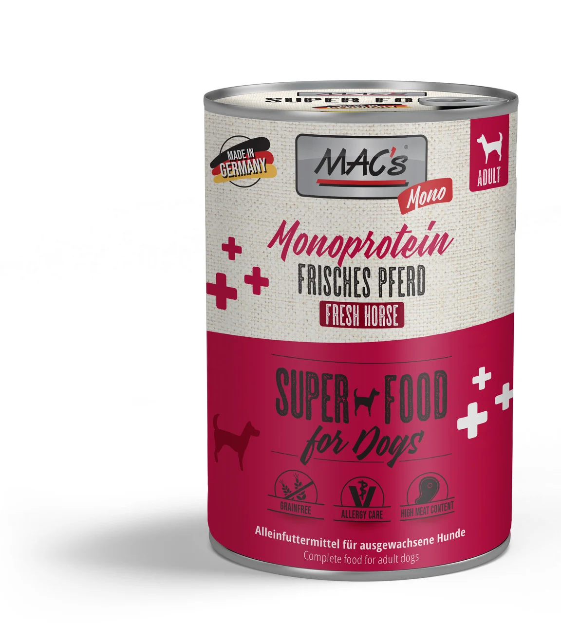 Hrana umeda Ultrapremium pentru caini , cu carne de cal ca sursa unica de proteina  ( Monoproteica ) MACs Dog Mono Fresh Horse 400g - MAC's [1]