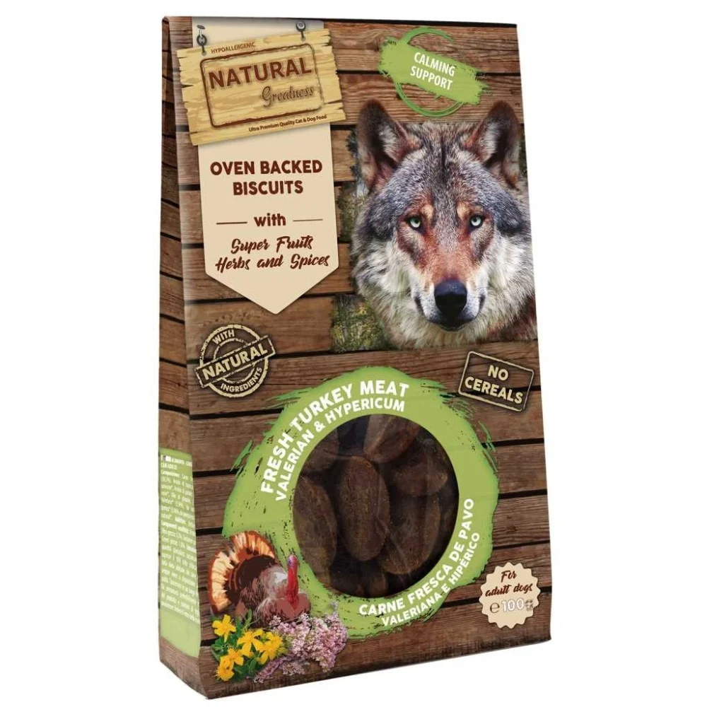 Recompense Ultrapremium , Hipoalergenice ,pentru caini, cu rol de calmare ,cu carne de curcan proaspata ca sursa unica de proteina animala (Monoproteice).Oven Baked Calming Support 100g [2]