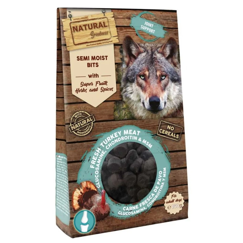 Recompense Ultrapremium ,Hipoalergenice, Semiumede pentru caini cu rol in sustinerea articulatiilor ,cu carne de curcan proaspata  (Monoproteice).Semi Moist Bits Joint Support 150g [2]