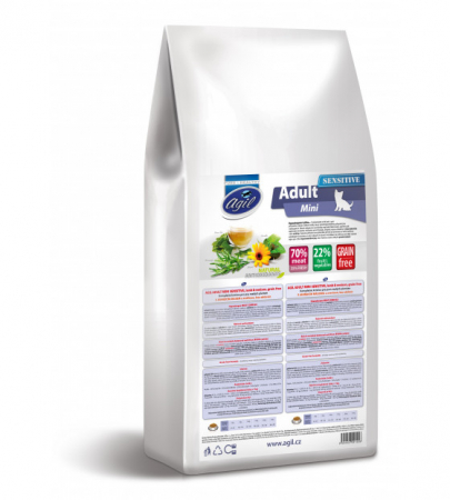 AGIL ADULT MINI SENSITIVE DOG 10kg - Hrana Super Premium pentru caini adulti de TALIE MICA SAU TOY, toate rasele cu sensibilitate digestiva cu (min.70%) carne de Miel & Caprioara [1]