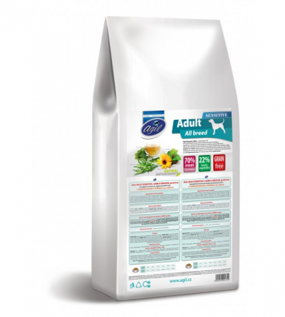 AGIL ADULT SENSITIVE ALL BREED DOG 2kg - Hrana Super Premium pentru caini adulti de toate rasele cu sensibilitate digestiva cu (min. 70%) carne de Miel & Caprioara [1]