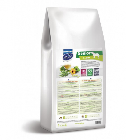 AGIL SENIOR & LIGHT DOG 10kg -  Hrana Super Premium pentru caini in varsta si caini cu tendinta de ingrasare cu (min. 70%) carne de Ton ,Miel & Pui [1]