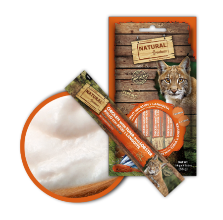 Recompense - Gustare cremoasa , naturala , hipoalergenica pentru pisici de peste 2 ani , cu pui , ton si homar cu rol suplimentar in sustinerea sistemului imunitar 4 x 14 gr.