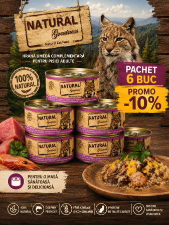 PISICI - Natural Greatness Tuna Fillet & Prawns 70 g – hrană umedă pentru pisici