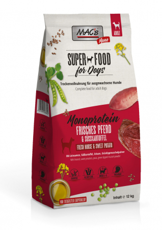 Hrana Uscata - Hrana Ultra Premium pentru caini adulti cu sursa unica de proteina ( Monoproteica ) MACs Dog Mono Fresh Horse 12 kg - MAC's