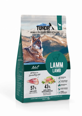 Hrana Uscata - Hrana Ultra Premium ,pentru caini adulti de toate rasele , fara cereale , cu carne de miel si ulei de somon (57% ) Tundra Dog Lamb 750g