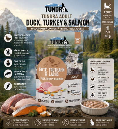 PISICI - Tundra Adult Duck Turkey & Salmon hrană umedă pisici 85 g