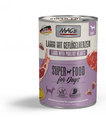 Hrana Umeda - Hrana Umeda Ultra Premium pentru caini cu carne proaspata (  99 % ) de pui , miel & vita si ulei de floarea soarelui . Mac's  Dog Lamb & Poultry hearts 400g