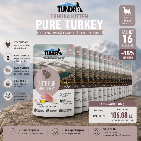 Hrana Umeda - TUNDRA Kitten Pure Turkey hrană umedă pentru pisoi cu 97% curcan 85 g