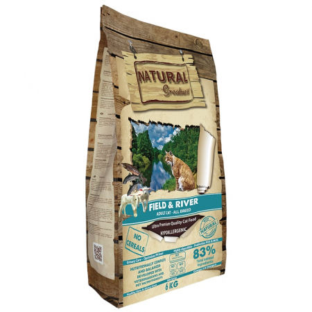Hrana uscata Ultra Premium  pentru pisici adulte cu probleme de piele si/sau blana  , fara cereale cu carne de somon & miel Natural Greatness Cat Field & River 6kg [2]