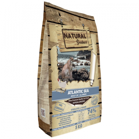 Hrana uscata Ultra Premium si Hipoalergenica pentru pisici adulte, adulte sterilizate și ale pisicilor senioare  , cu carne de somon si pui (74%) ,fara cereale Natural Greatness Cat Atlantic Sea 5 kg [2]