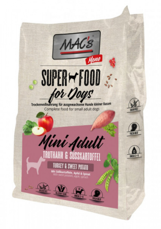Hrana Uscata - Hrana Ultra Premium pentru caini adulti de talie mica cu sursa unica de proteina ( Monoproteica )MACs Dog Mono Mini Adult Curcan 3kg