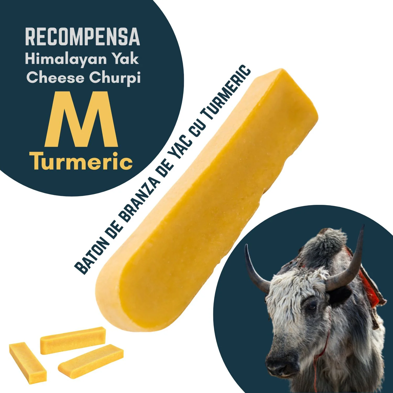Recompense - Recompensa din branza de Yak , cu adaos de turmeric , ideal pentru curatarea tartrului ,dinți mai curați și gingii mai sănătoase (Marimea M 80g)