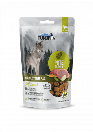 Recompense - Recompense Ultrapremium pentru caini cu rol in sustinerea sistemului imunitar ,cu carne de curcan proaspata ca sursa unica de proteina animala (Monoproteice) Tundra Dog Snack Immune System Plus 100g