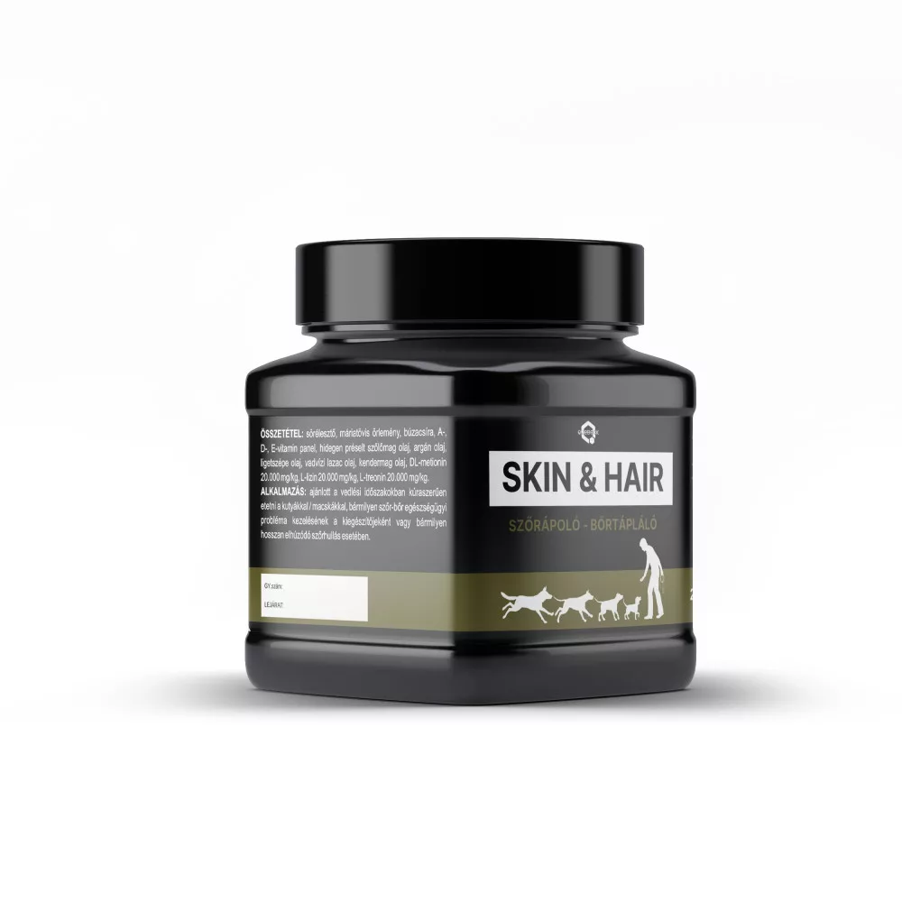Ingrijire - Skin & Hair 250 g caine / pisica -adjuvant la tratamentul oricărei probleme de sănătate a părului și a pielii sau în cazul oricărei căderi de lungă durată a părului.