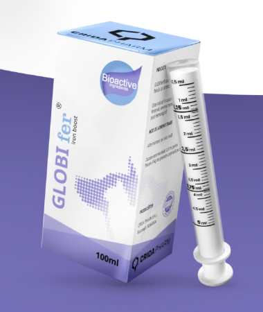 Supliment veterinar cu formulă inovatoare recomandată ca adjuvant în tratarea simptomelor anemiei câinilor și pisicilor. Globifer Iron Boost 100ml [1]