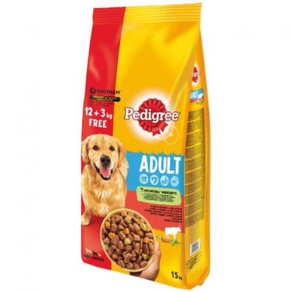 Hrana uscata pentru caini Pedigree Adult cu vita si legume 12Kg + 3Kg [1]