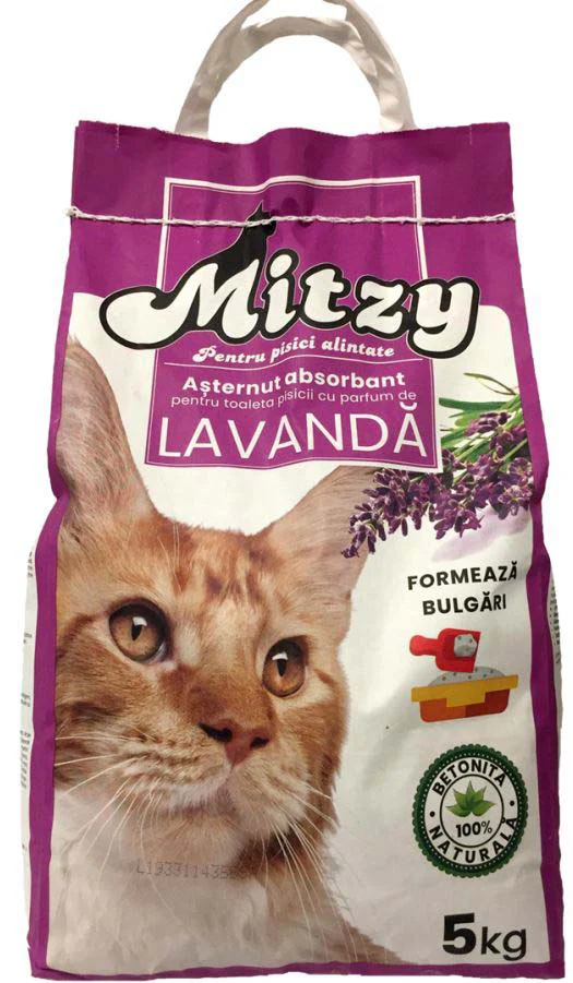 Igiena si ingrijire pisici - Asternut igienic pentru pisici, bentonita, Mitzy Lavanda, 5 L