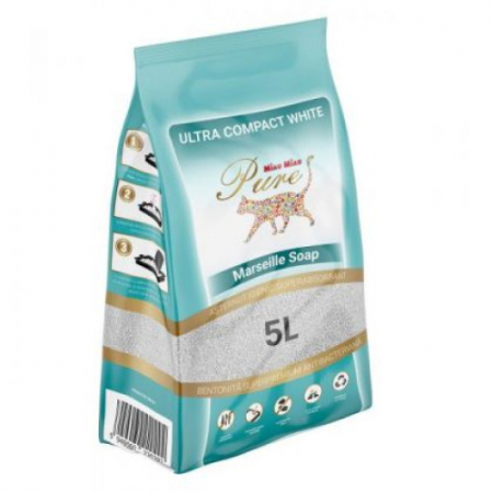 PROMOTII - Asternut igienic pentru pisici, Miau Miau Pure White Marseille Soap 5 L