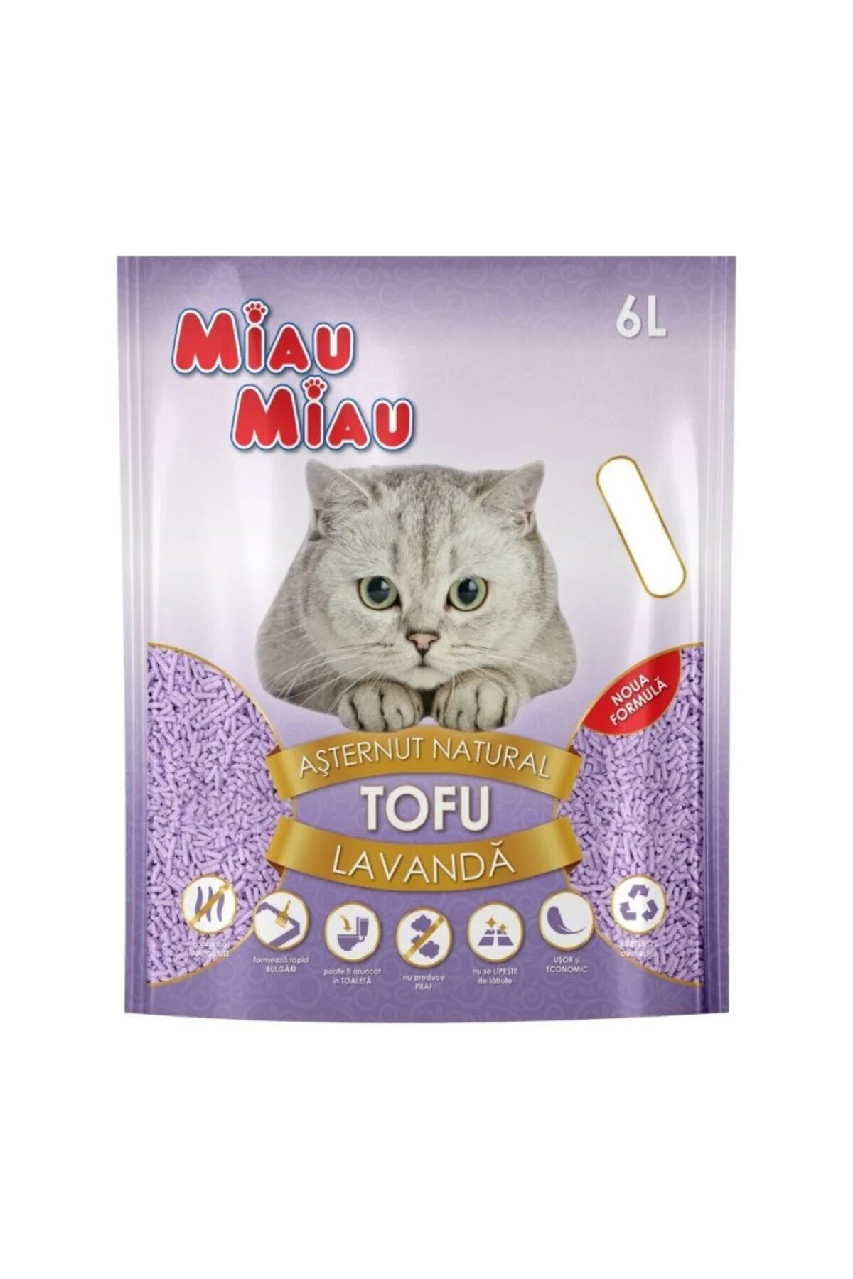 Asternuturi si substraturi animale - Asternut igienic pentru pisici Miau Miau, Tofu Lavanda, 6