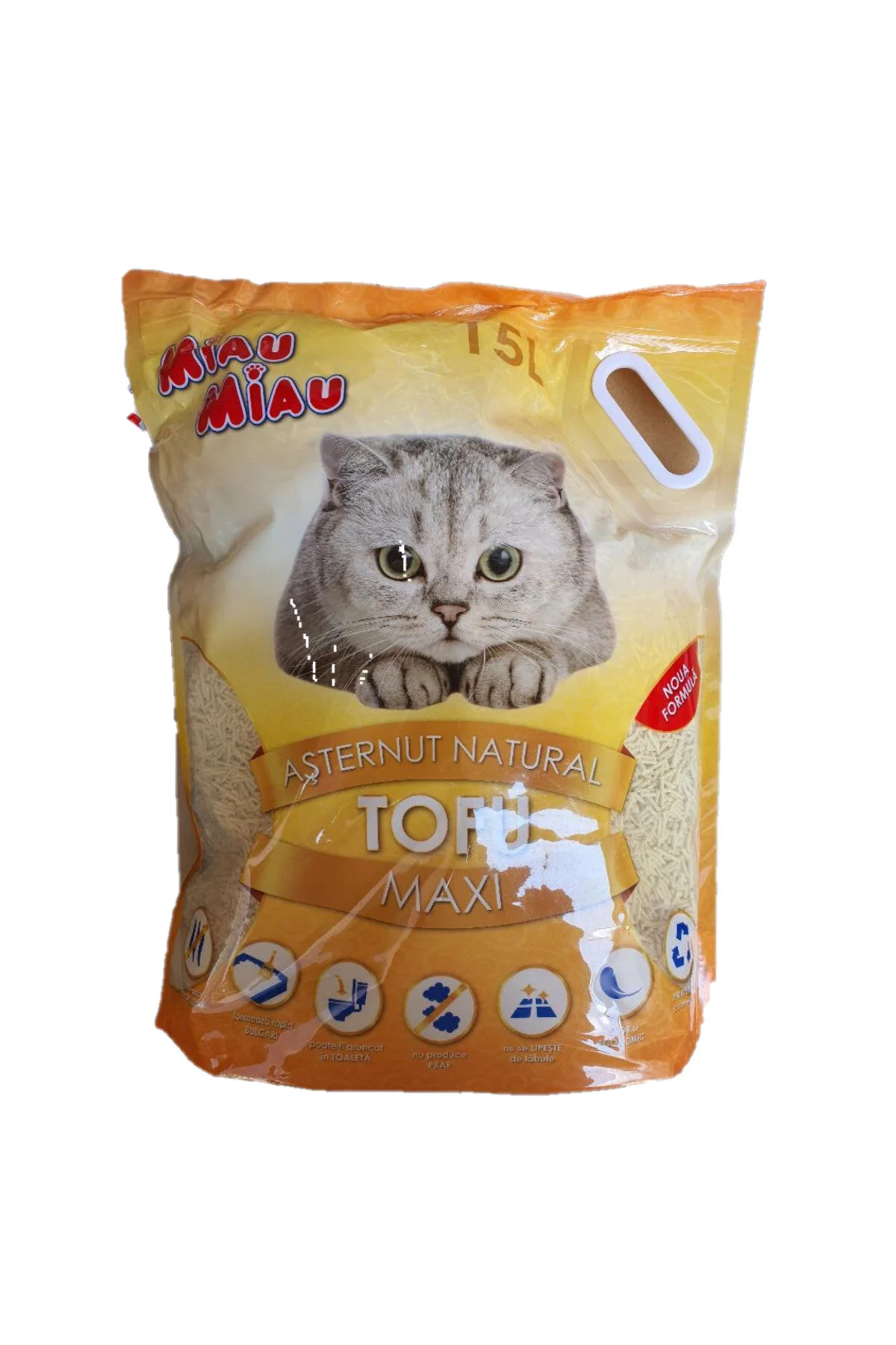 Igiena si ingrijire pisici - Asternut igienic pentru pisici Miau Miau, Tofu Vanilie, 15L