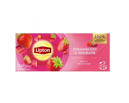 Ceaiuri - Ceai LIPTON Capsuni si Rubarba, 20 pliculete