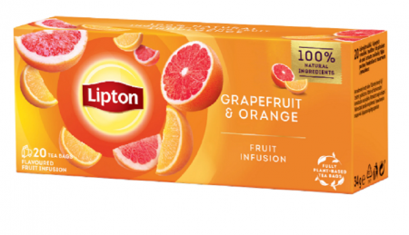 Ceaiuri - Ceai Lipton grapefruit si portocale, 20plicuri
