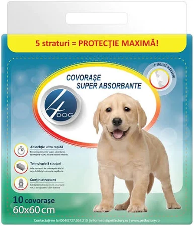 Igiena si ingrijire caini - Covoras absorbant 4Dog, 60x90 cm, 10 buc