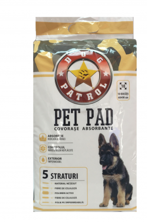 Asternuturi si substraturi animale - Covorase Absorbante, Dog Patrol 60x90, 10 buc/pachet