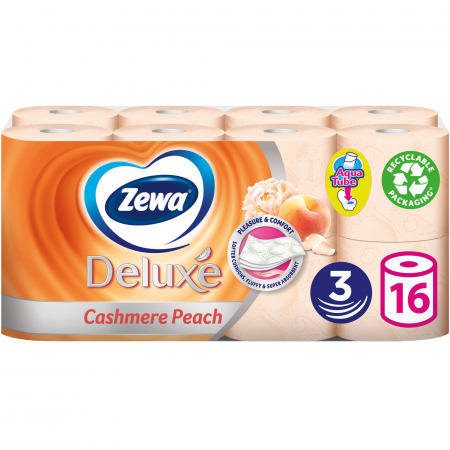 House Cleaning - Hartie igienica Zewa Deluxe Cashmere Peach, 3 straturi, 16 role