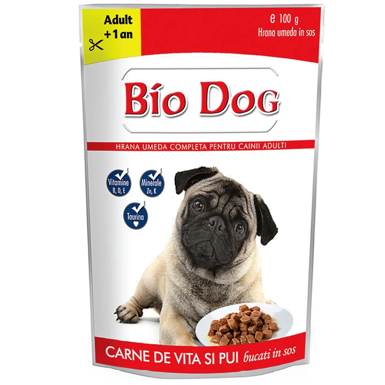 PET - Hrana umeda pentru caini, Biodog, Pui si Vita, 100 g