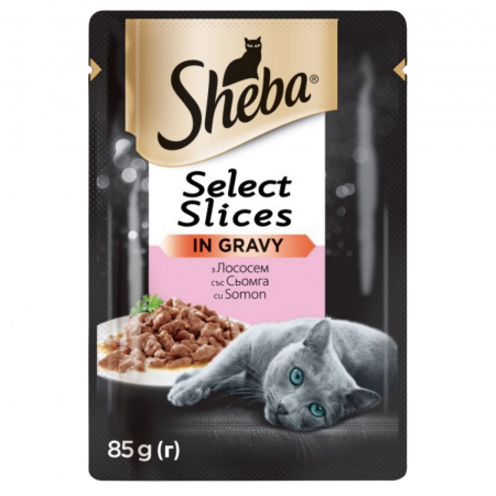 PET - Hrana umeda pentru pisici Sheba Selection, somon, 85 gr