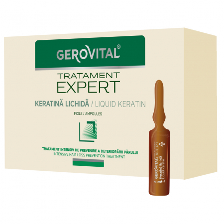 Ingrijirea parului & Hair styling - Keratina lichida Gerovital Tratament Expert, fiole 10 buc x 10 ml