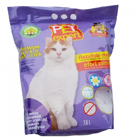 Asternuturi si substraturi animale - Nisip litiera pisici, Pet Expert, Silicat Lavanda, 7.6 L