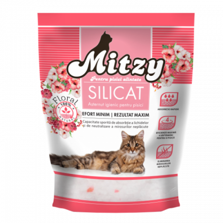 PET - Nisip silicat pentru litiera cu miros floral, Mitzy 3.8 L