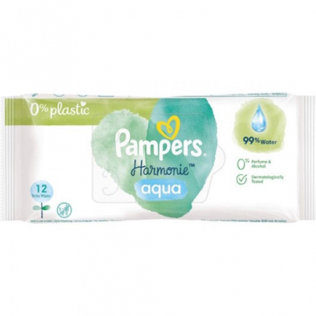 Articole pentru copii - Pachet 12 servetele umede bebelusi, Pampers, Fara parfum/alcool
