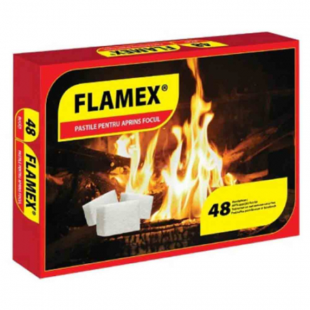 Ustensile gratar - Pastile Albe pentru Aprinderea Focului Flamex, 48 Buc/Pachet